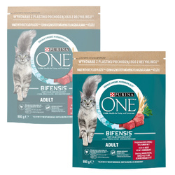 Purina One Bifensis Adult 2x800g Sucha Karma Dla Kota z Wołowiną