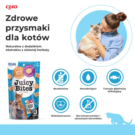Inaba Juicy Bites 3x11,3g (33,9g) Wilgotny Przysmak Dla Kota Ciasteczka Z Krabem I Przegrzebkami