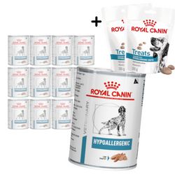 Royal Canin Veterinary VHN Dog Hypoallergenic 12x400g Mokra Karma Pasztet Dla Psów z Nietolerancją Pokarmową + GRATIS Przysmak 2x230g