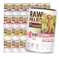 Raw Paleo Puppy Duoprotein Mix Smaków 24x400g​ Mokra Karma Dla Szczeniąt