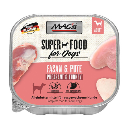 MAC's Dog Bezzbożowa Mokra Karma Dla Psa Tacka 10x150g Bażant z Indykiem