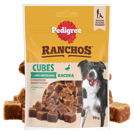 Pedigree Ranchos Cubes z Kaczką 5x70g Treserki Przysmak Dla Psa