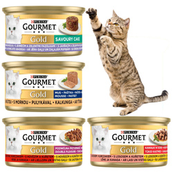 Purina Gourmet Gold Mokra Karma Dla Kotów Mix Smaków Łosoś Kurczak Wołowina Indyk Jagnięcina 24x85g