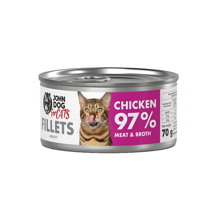 John Dog for Cats Mokra Karma Dla Dorosłych Kotów Mix 6 Smaków 12x70g Łosoś Wołowina Kurczak Tuńczyk Krewetki