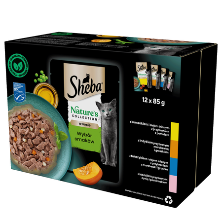 Sheba Nature’s Collection Wybór Smaków 72x85g Mokra Karma Pełnoporcjowa Dla Kota W Sosie