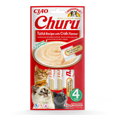 Inaba Cat Churu Mix Smaków 20x14g Kremowy Przysmak Dla Kota Pasta Kurczak Tuńczyk Łosoś Krab Wołowina