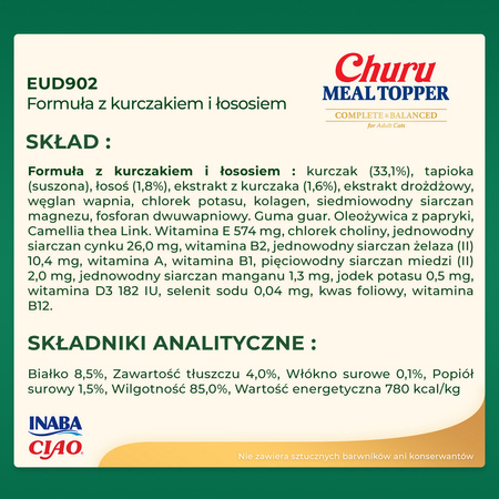 Inaba Dog Meal Topper 4x14g (56g) Przysmak Pasta Dla Psa z Kurczakiem i Łososiem
