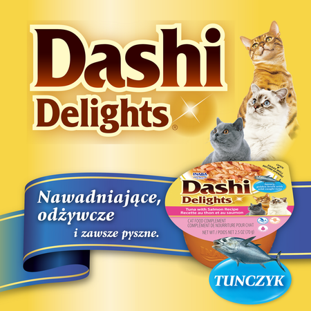 Inaba Cat Dashi Delights 70g Uzupełniająca Karma Dla Kota Bulion z Tuńczykiem i Łososiem