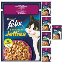 Felix Sensations Jellies Karma Dla Kotów Z Kaczką W Galaretce Ze Szpinakiem 6x85g