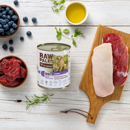 Raw Paleo Duck&Boar Puppy Duoprotein 12x400g​ Mokra Karma Dla Szczeniąt z Kaczką i Dzikiem