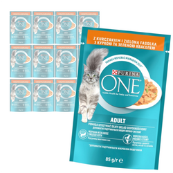 Purina One Adult 12x85g Mokra Karma Dla Kota Z Kurczakiem I Zieloną Fasolką