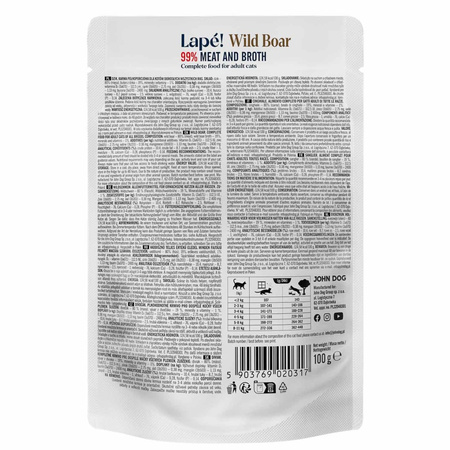 John Dog For Cats Lapé 100g Monobiałkowa Mokra Karma Dla Kota Z Dzikiem