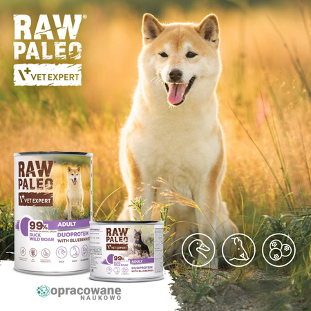 Raw Paleo Duck&Boar Adult Duoprotein 400g​ Mokra Karma Dla Psa z Kaczką i Dzikiem