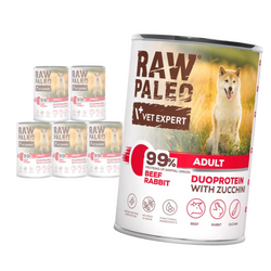 Raw Paleo Beef&Rabbit Adult Duoprotein 6x400g Mokra Karma Dla Psa z Wołowiną i Królikiem