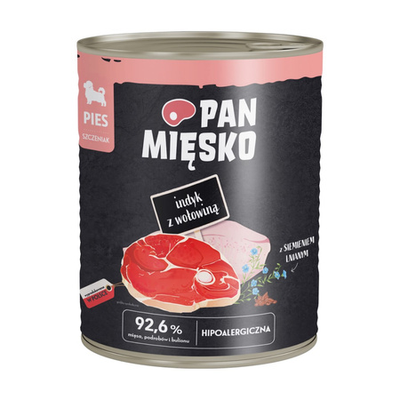 Pan Mięsko 24x800g Hipoalergiczna Mokra Karma Dla Szczeniąt Mix 2 Smaków