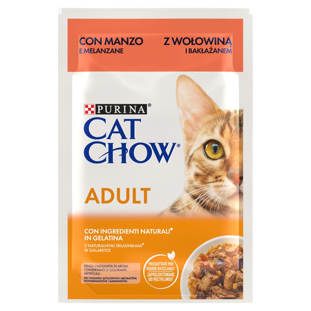 Purina Cat Chow Adult 24x85g Mokra Karma Dla Kota z Wołowiną i Bakłażanem w Galaretce