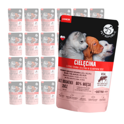 PetRepublic Junior Mokra Karma Dla Psa Filet Cielęcina Kawałki W Delikatnym Sosie 24x100g