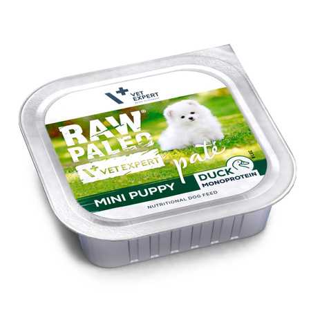 Raw Paleo Duck Pate Mini Puppy 24x150g Monoproteinowa Mokra Karma Pasztet Dla Szczeniąt Małych Ras Z Kaczką