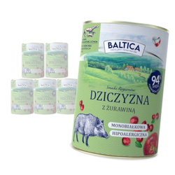 Baltica Dziczyzna z Żurawiną 6x400g Monoproteinowa Hipoalergiczna Bezzbożowa Mokra Karma Dla Psa