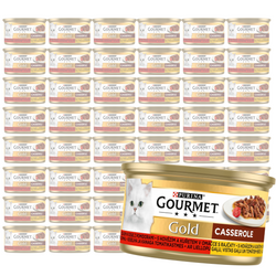 Purina Gourmet Gold Karma Dla Kotów Casserole Z Wołowiną I Kurczakiem W Sosie Z Pomidorami 48x85g