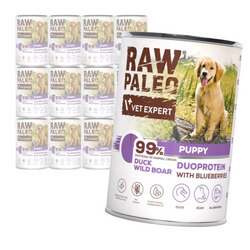 Raw Paleo Duck&Boar Puppy Duoprotein 12x400g Mokra Karma Dla Szczeniąt z Kaczką i Dzikiem