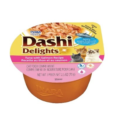 Inaba Cat Dashi Delights Mix 12x70g Uzupełniająca Karma Dla Kota Bulion z Tuńczykiem Serem Łososiem i Bonito