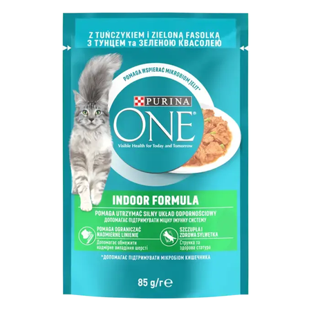 Purina One Indoor Formula 12x85g Mokra Karma Dla Kota Z Tuńczykiem I Zielona Fasolką