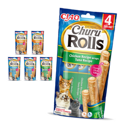 Inaba Cat Churu Rolls 24x10g Przysmak Dla Kota Pałeczki Z Nadzieniem Mix Smaków