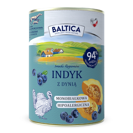 Baltica Samki Regionów 12x400g Monoproteinowa Hipoalergiczna Bezzbożowa Mokra Karma Dla Psa Wołowina Indyk Wieprzowina