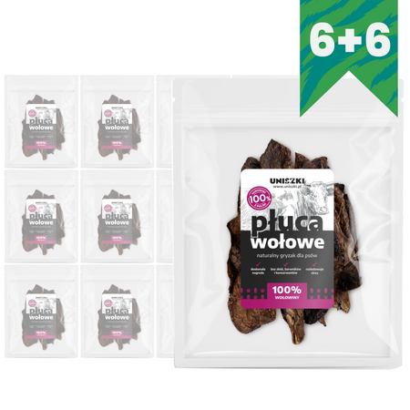 Uniszki Płuca Wołowe 12x200g Naturalny Miękki Przysmak Dla Psa  6+6 GRATIS