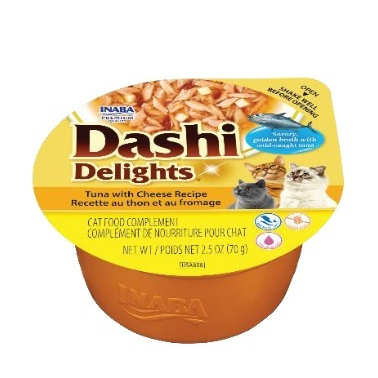 Inaba Cat Dashi Delights 12x70g Uzupełniająca Karma Dla Kota Bulion z Tuńczykiem i Serem