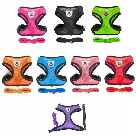 Lekkie Oddychające Szelki + Smycz Dla Psa Psów M Klatka 36-44 cm BLADORÓŻOWE