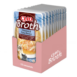 Inaba Cat Ciao Broth 12x40g Uzupełniająca Karma Dla Kota Bulion z Kurczakiem i Tuńczykiem
