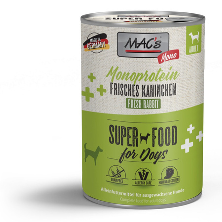 MAC's Dog Mokra Karma Monoproteinowa Z Królikiem 400g Dla Psów Skłonnych Do Alergii