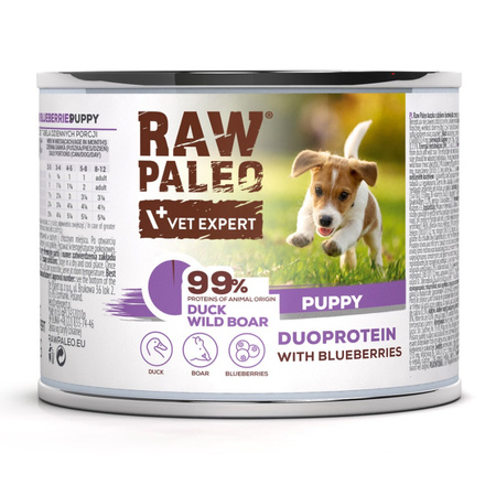 Raw Paleo Duck&Boar Puppy Duoprotein 6x200g​ Mokra Karma Dla Szczeniąt z Kaczką i Dzikiem