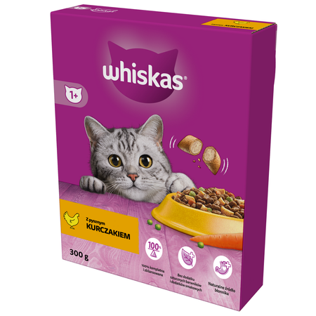 Whiskas Adult 2x300g Sucha Karma Pełnoporcjowa Dla Dorosłych Kotów Z Kurczakiem