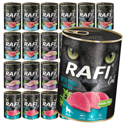 Rafi Cat Adult 24x400g Bezzbożowa Mokra Karma Dla Kotów Sterylizowanych Jagnięcina Królik Tuńczyk