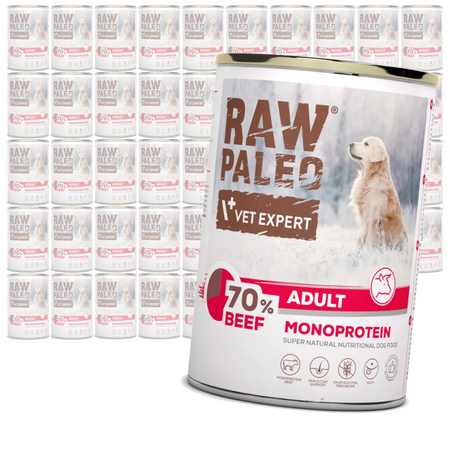 Vet Expert Raw Paleo Adult Monoprotein 48x400g Mokra Karma Dla Psa z Wołowiną