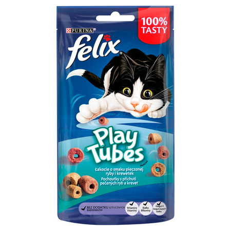 Purina Felix Play Tubes Przysmak Dla Kota Łakocie O Smaku Pieczonej Ryby I Krewetek 8x50g