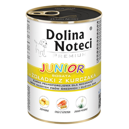 Dolina Noteci Premium Junior Mix 5 Smaków Mokra Karma Dla Szczeniąt 12x400g Indyk Kurczak Jagnięcina Królik Wołowina