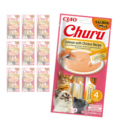 Inaba Cat Churu Salmon With Chicken 40x14g Kremowy Przysmak Dla Kota Pasta z Łososiem i Kurczakiem