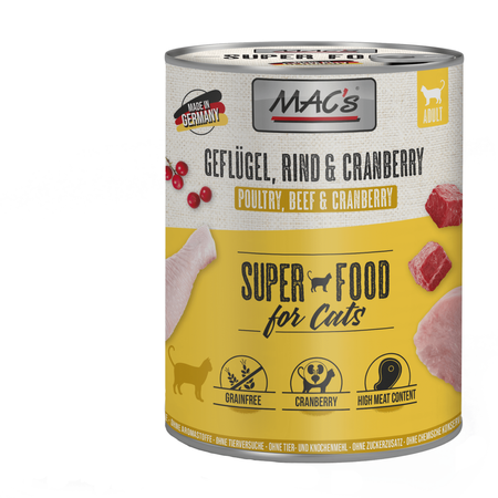 MAC's 24x800g Bezzbożowa Mokra Karma Dla Kota Drób i Żurawina