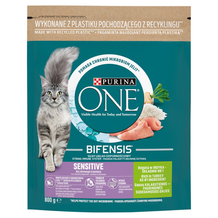 Purina One Bifensis Sensitive Sucha Karma Dla Kotów Z Indykiem 8x800g Wrażliwy Układ Pokarmowy