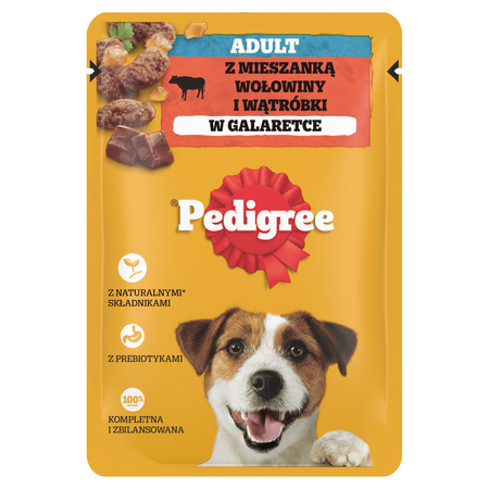 Pedigree Adult Mokra Karma Dla Psa Kawałki Bogate W Mieszankę Wołowiny I Wątróbki W Galaretce 6x100g