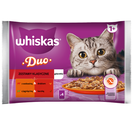 Whiskas Adult 4x340g Zestawy Klasyczne Mokra Karma Dla Dorosłych Kotów 2 Smaki W Galaretce
