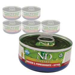 Farmina N&D Cat Prime Chicken & Pomegranate Kitten 6x70g Mokra Karma Dla Kociąt Kurczak z Granatem