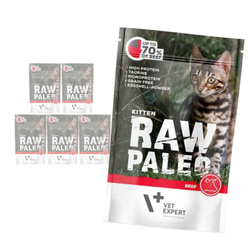 Vet Expert Raw Paleo Kitten Beef 6x100g Saszetka Karma Mokra z Wołowiną Dla Kociąt