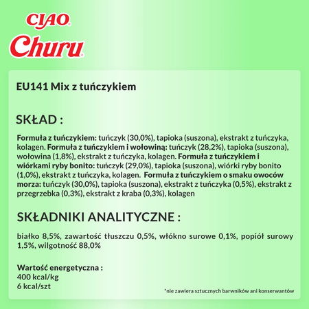 Inaba Cat Churu 40x14g (560g) Kremowy Przysmak Dla Kota Pasta Mix Z Tuńczykiem