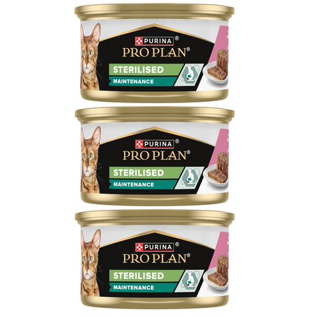 Purina Pro Plan Adult Maintenance Sterilised 3x85g Mokra Karma Dla Kota Wilgotny Pasztet z Łososiem i Tuńczykiem