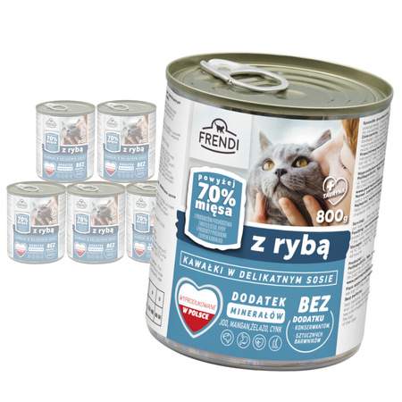 Frendi Kawałki z Rybą w Sosie 6x800g Mokra Karma Dla Dorosłych Kotów Wszystkich Ras